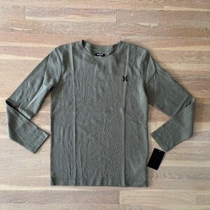 Boys army green hurley thermal long sleeve shirt size xl nwt